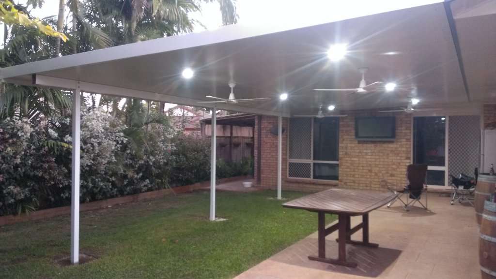 Backyard Entertaining Area With Lights & Ceiling Fans - Bryland Sheds Townsville