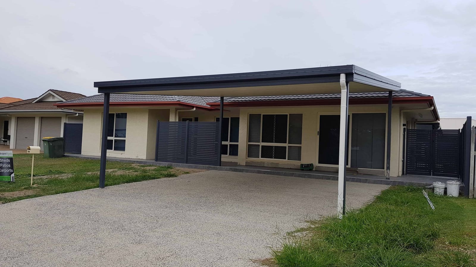 Double Carport in Blue ColorBond Steel - Bryland Sheds Townsville