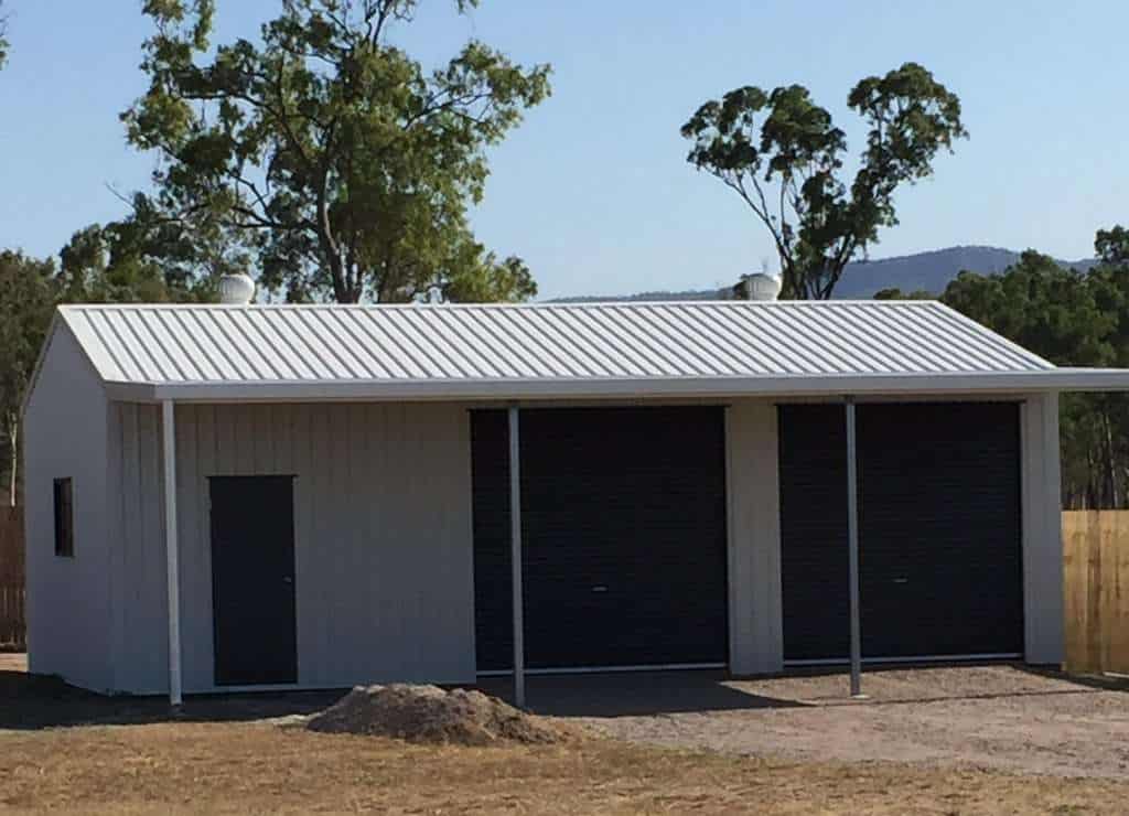 Double Roller Door Shed With Awning - Bryland Sheds Townsville