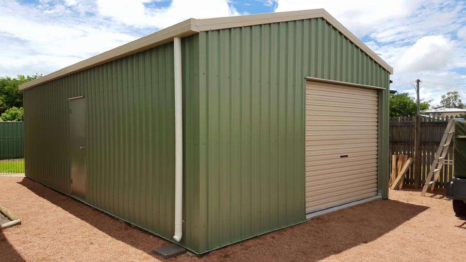 Medium Shed With Single Roller Door and Side Access - Bryland Sheds Townsville