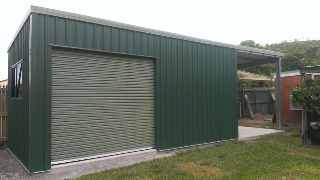 Single Roller Door Shed With Undercover Side Access Bryland Sheds